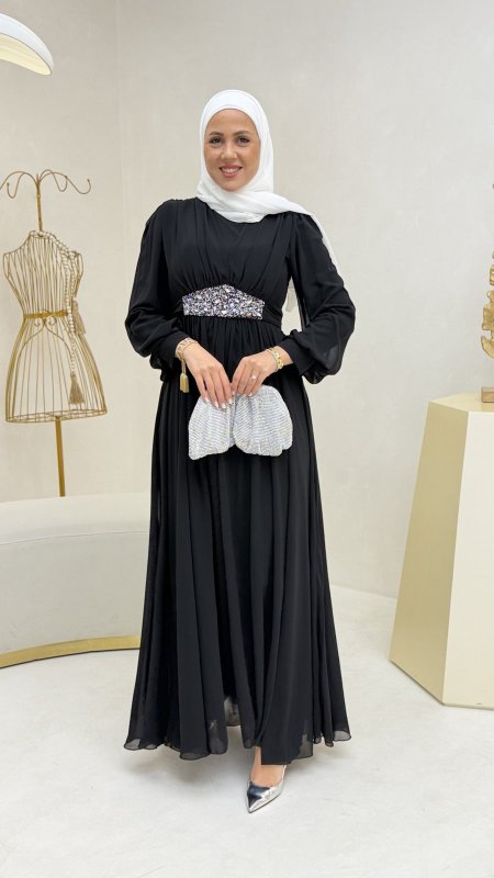 فستان رسمي محجر عند الخصر